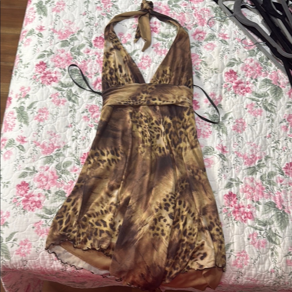 Leopard Print Halter Dress